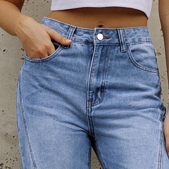 Commense Women's Straight Leg Jeans - Light Blue - Picture 1 of 12
